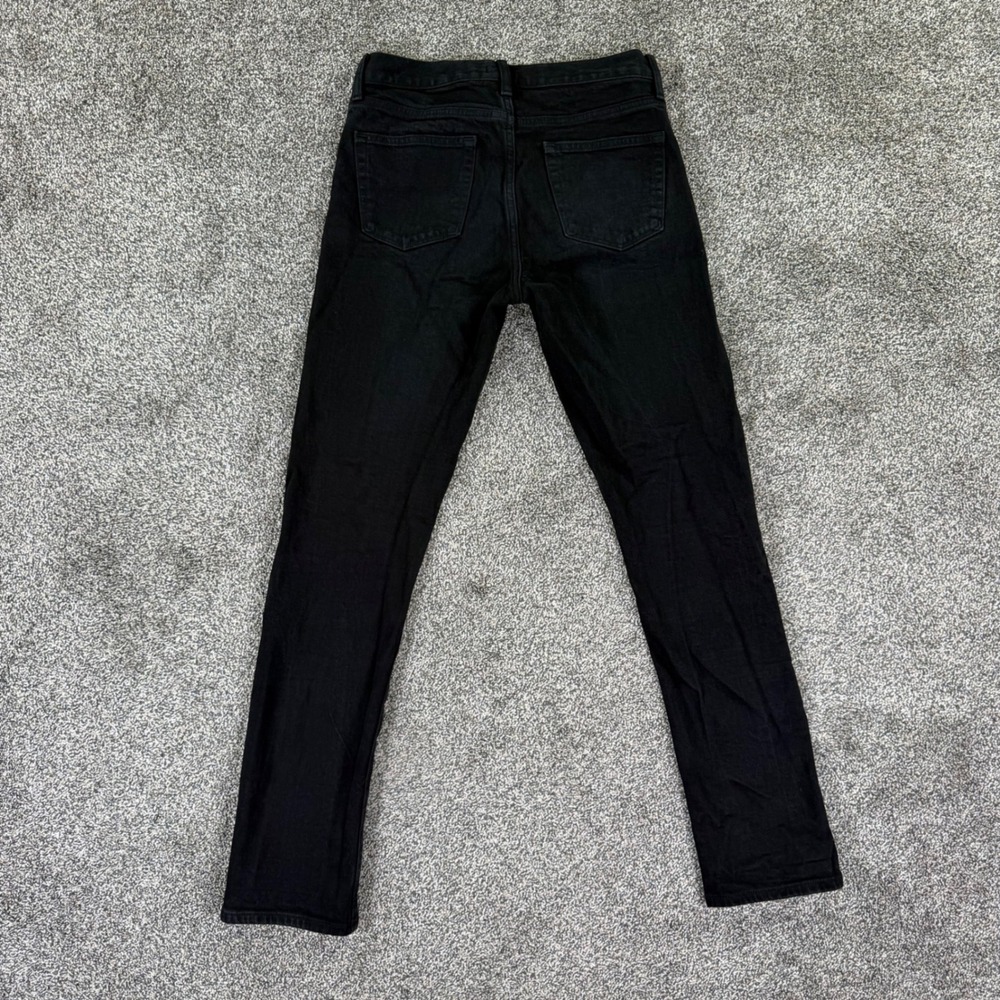 Uniqlo Selvedge Denim Jeans Mens 30 Black Slim Fit Straight Leg Stretch Red Line - Picture 3 of 14